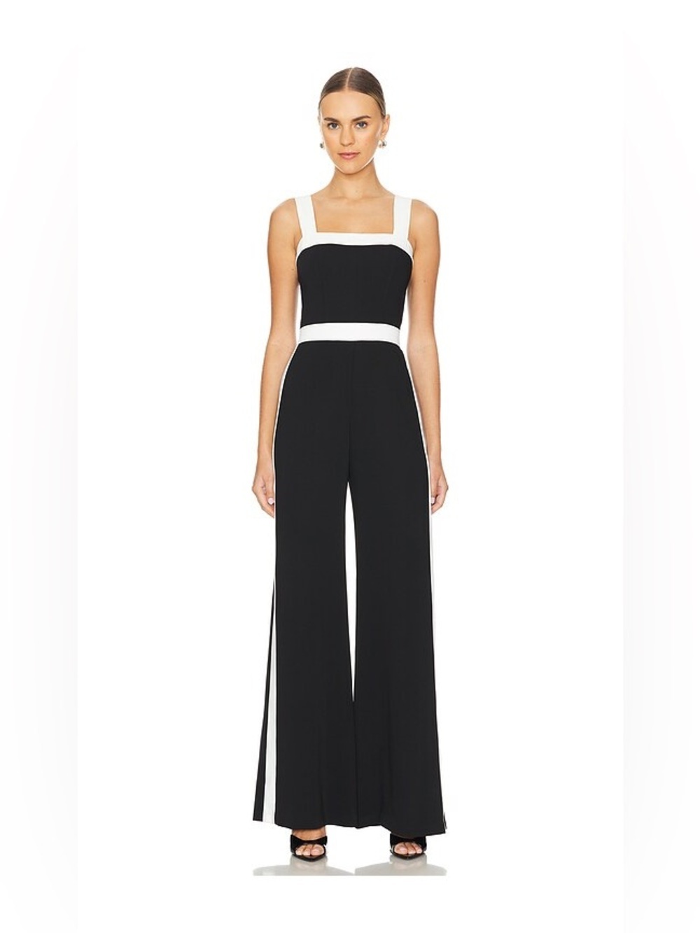 NWT Amanda Uprichard Black White Ivory Sleeveless Colorblock Jessel Jumpsuit XS
